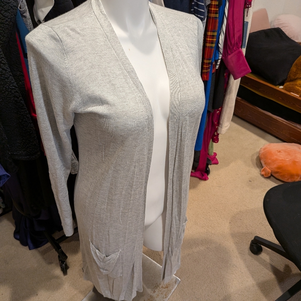 Joseph A. Light Gray Open Front Cardigan - M